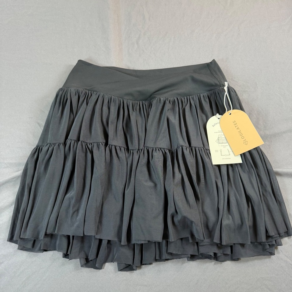Blogilates Ballerina Skort Black Tiered Mesh Active Skirt with Pockets Large